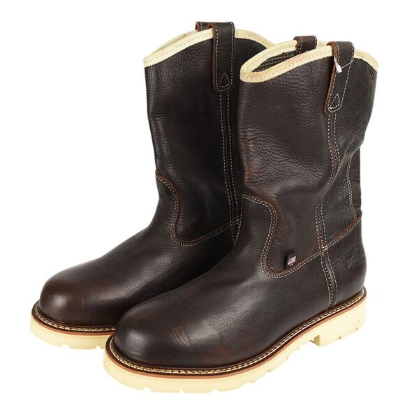 Thorogood Mens Brown White Leather Pull-On Waterproof Work Boots 11 - Picture 1 of 5